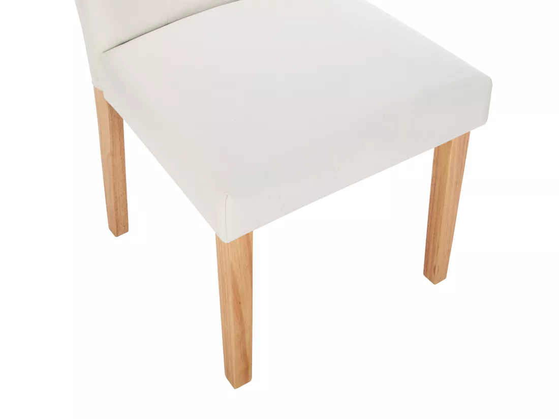 Lot de 2 chaises en simili et bois d'hévéa - Blanc - ANALIA