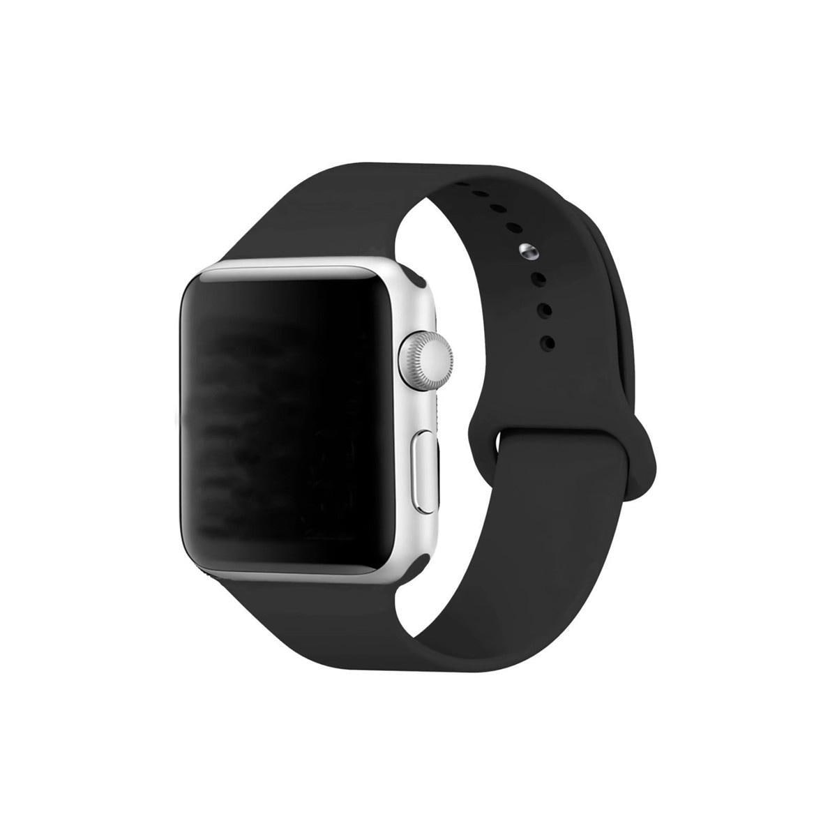 Silikonarmbånd kompatibelt med Apple Watch, 42 mm, svart