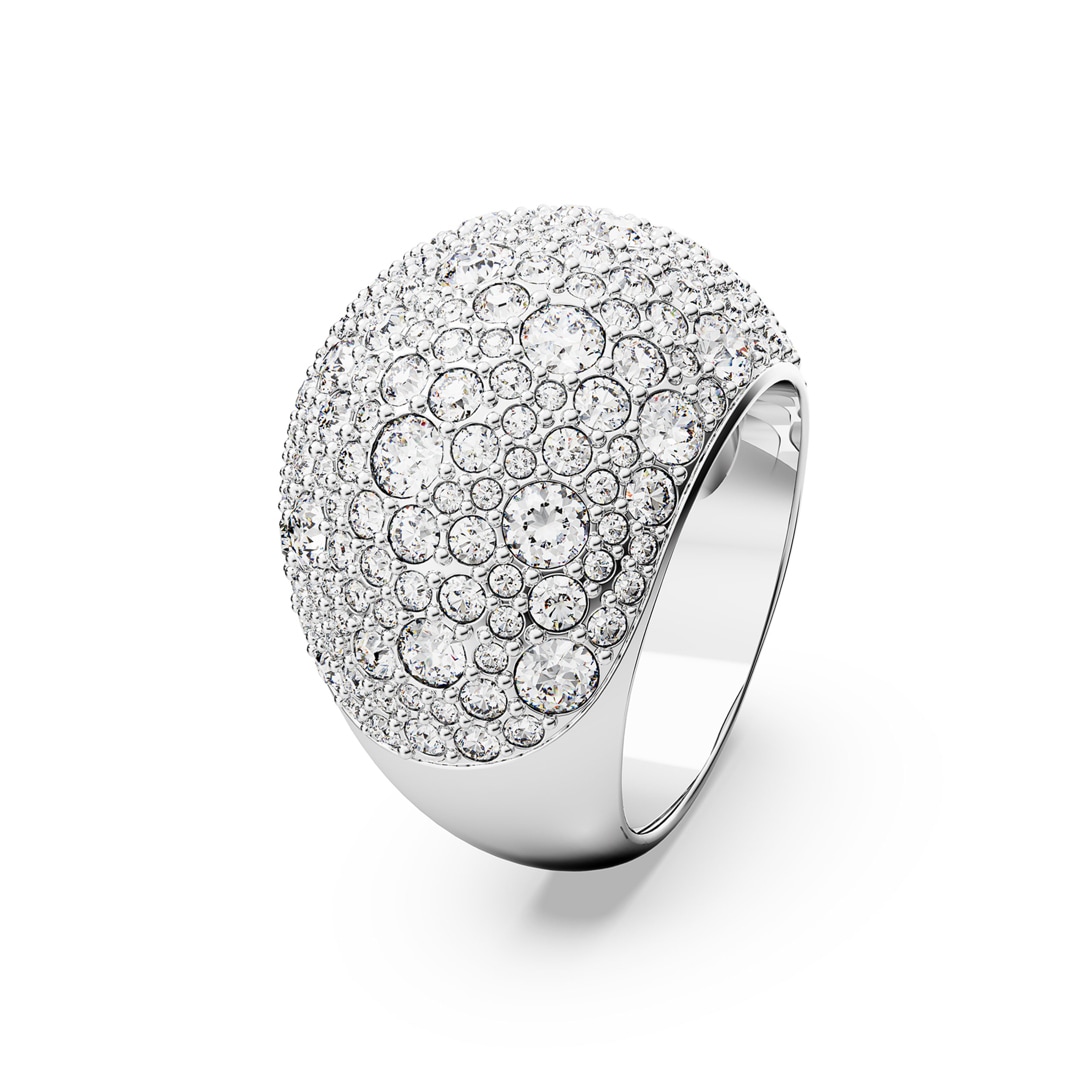 Swarovski Luna Cocktailring, Mond, Weiss, Rhodiniert