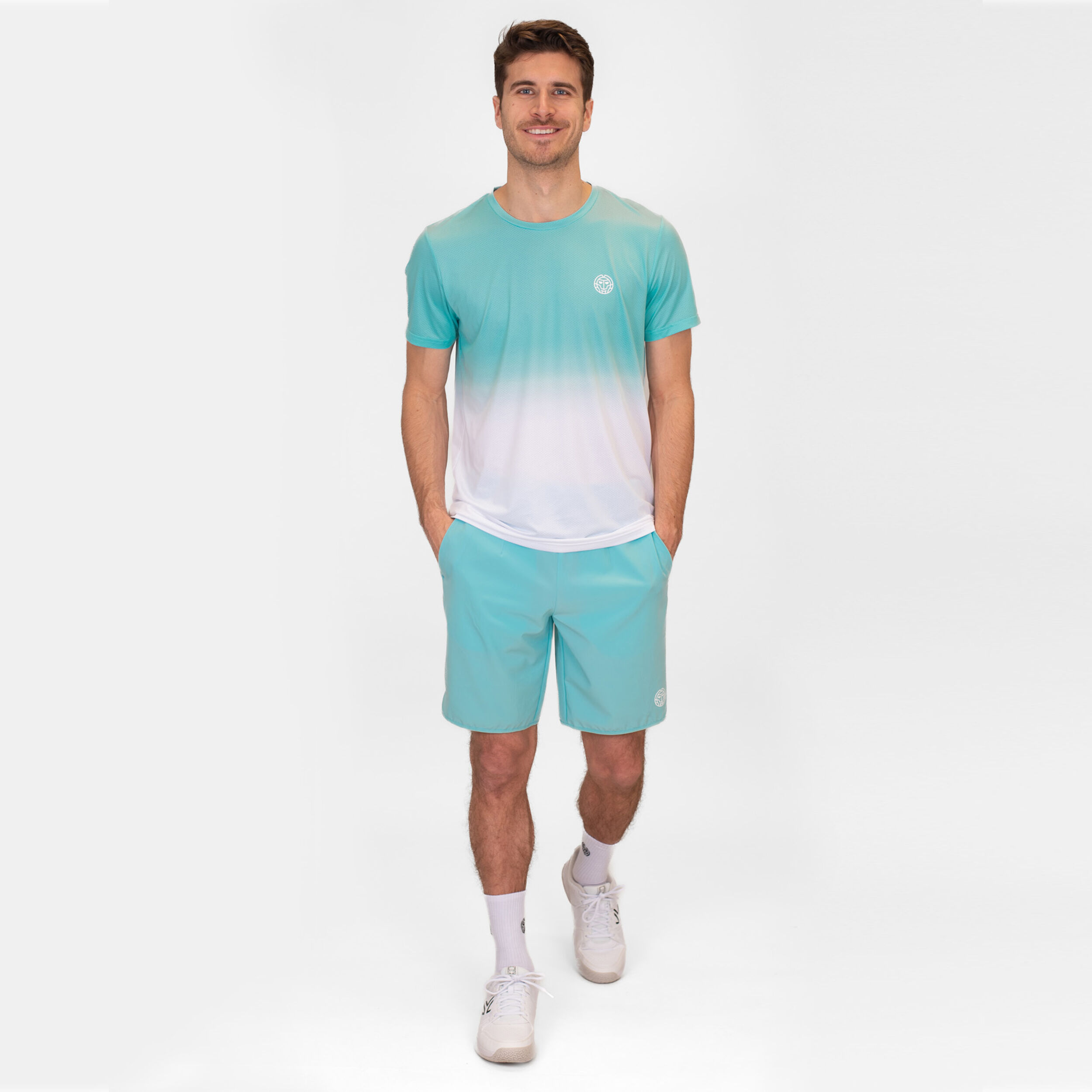 BIDI BADU Crew Gradiant T-shirt Hommes - Turquoise , Blanc