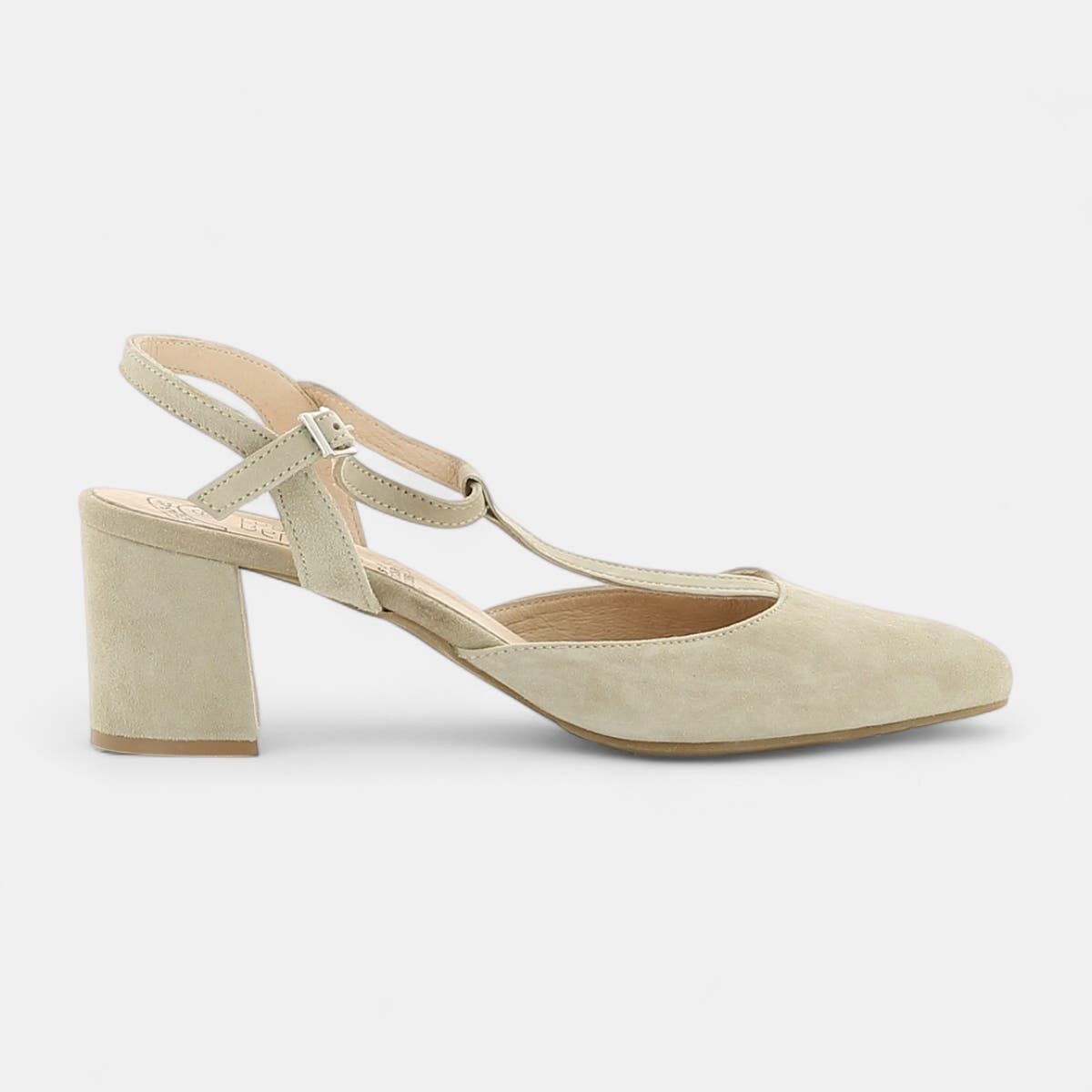 Escarpins avec bride arrière à talon Femme en cuir beige