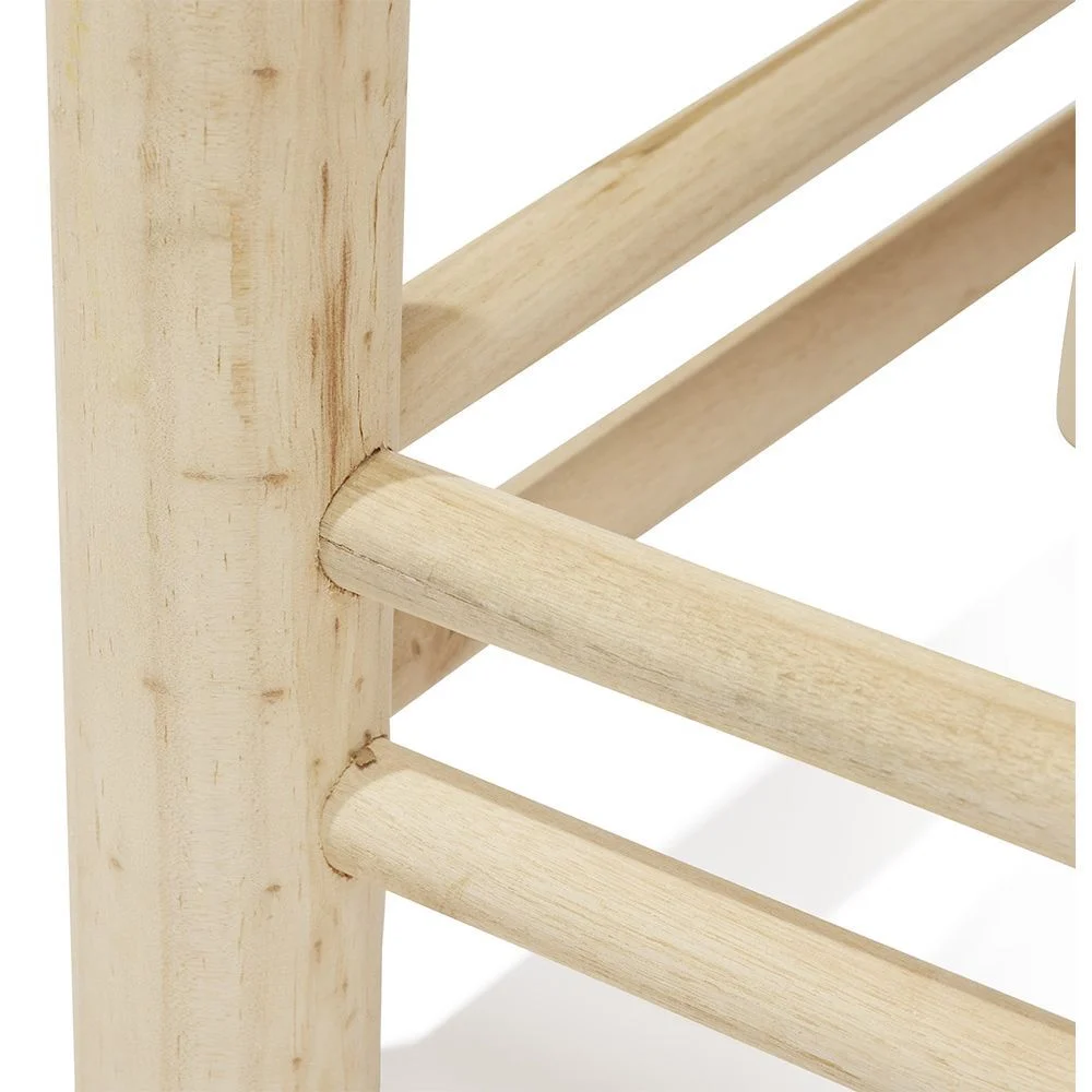 Tabouret Zélie bois et coton effet macramé - L35xP35xH35 cm