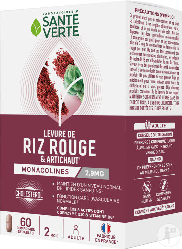 Santé Verte Levure Riz Rouge Et Artichaut 60 Comprimés