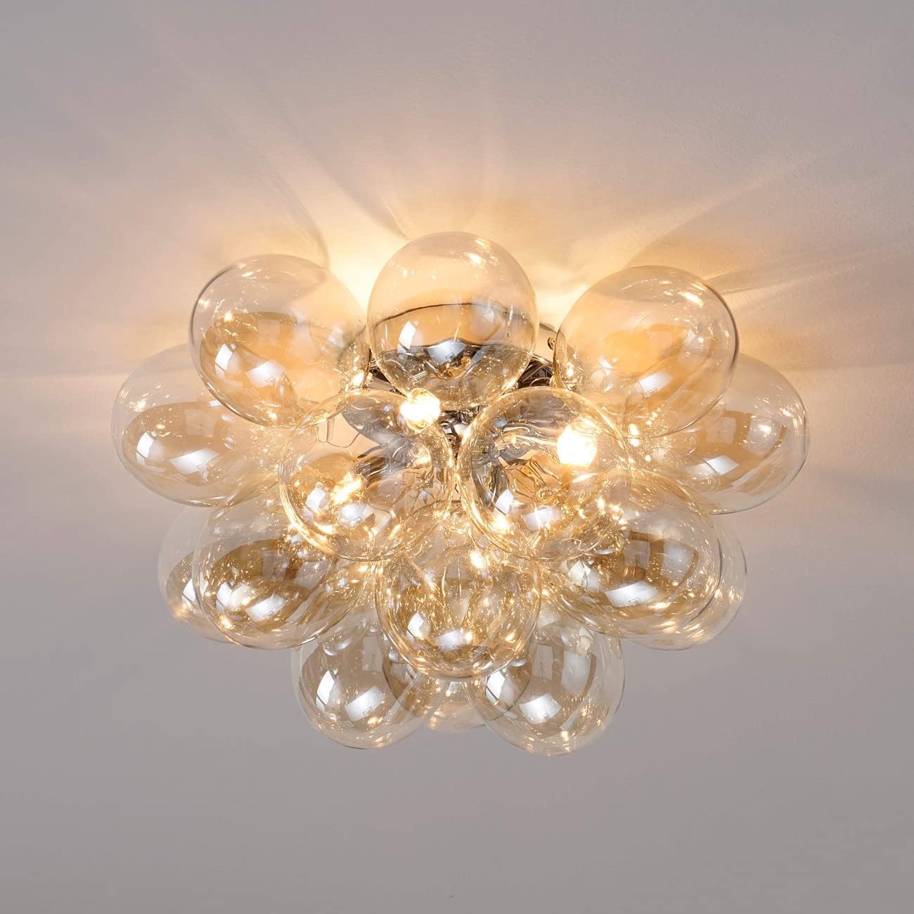 Kosilum – Designer-Deckenleuchte mit 17 Gläsern – Bartali, warmweißes Licht, Beleuchtung für Wohnzimmer, Schlafzimmer, Küche, Flur – 4 x max. 28 W – G9 – IP20