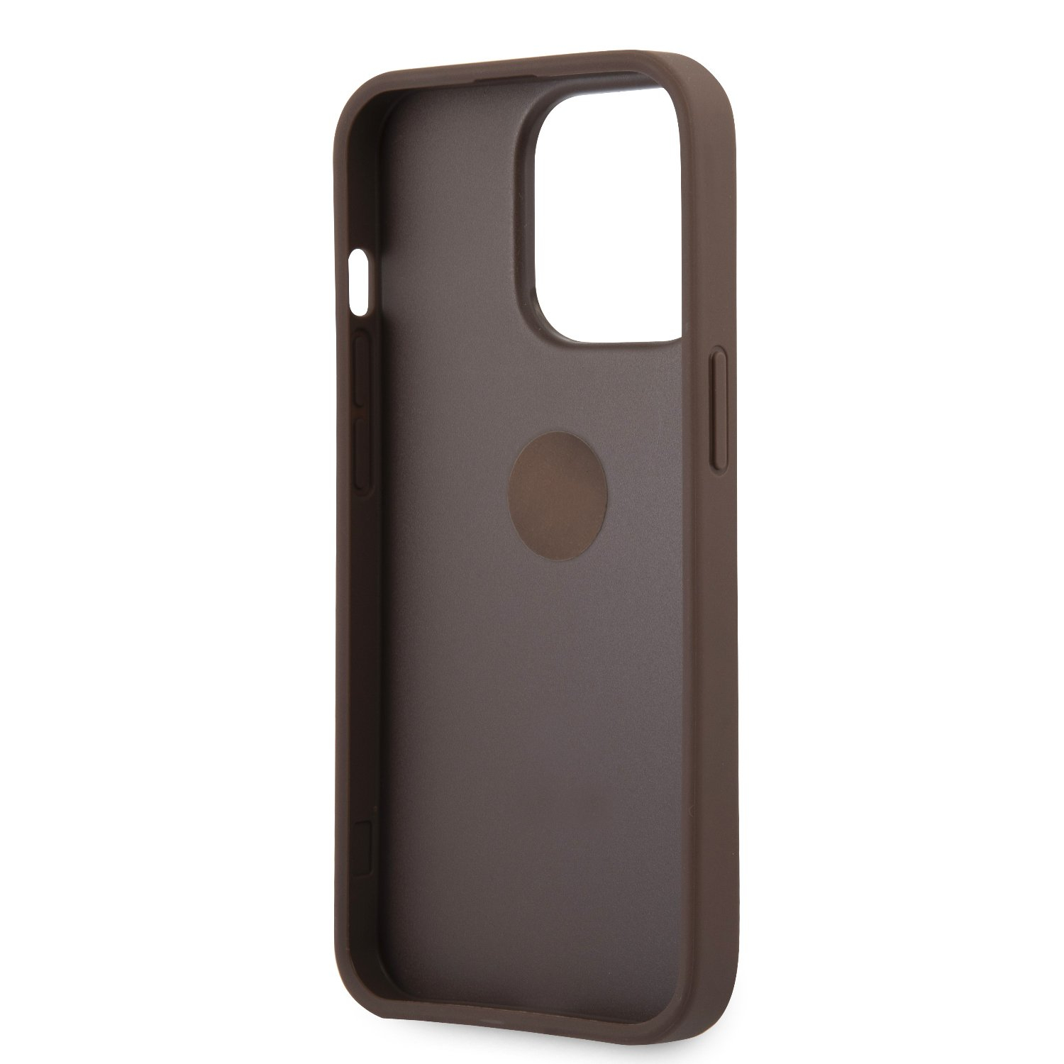 iPhone 13 Pro Leder Hardcase Hülle Ring (GUHCP13L4GMRBR) - Braun / Gold