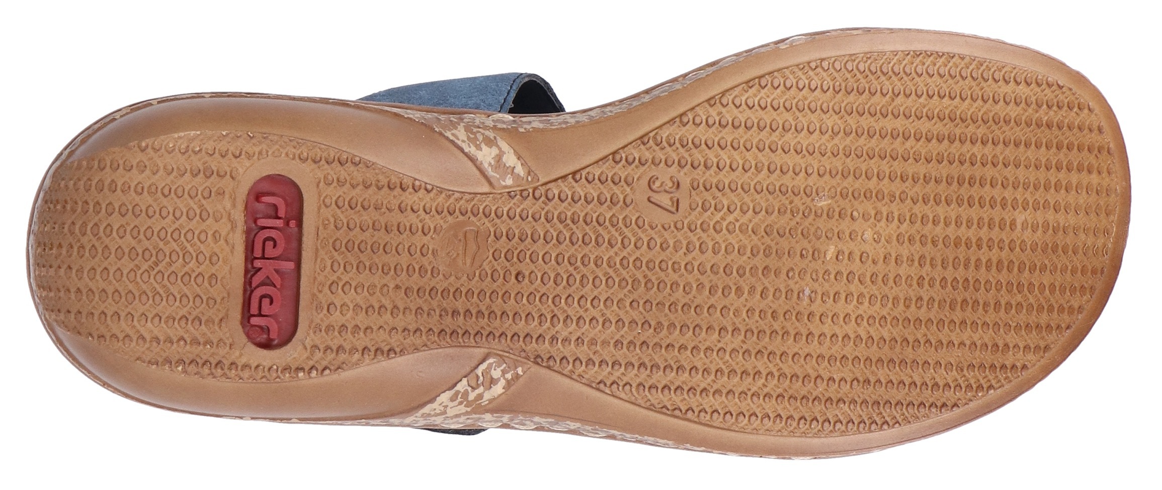 Rieker Pantolette  , Keilabsatz, Sommerschuh, Schlappen mit Pailetten- und Perlenbesatz