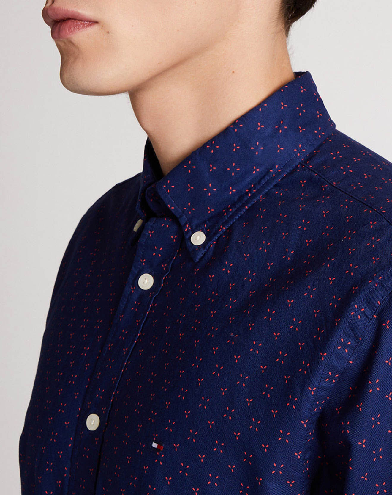 Tommy Hilfiger Chemise droite imprimée Géométrique bleu marine