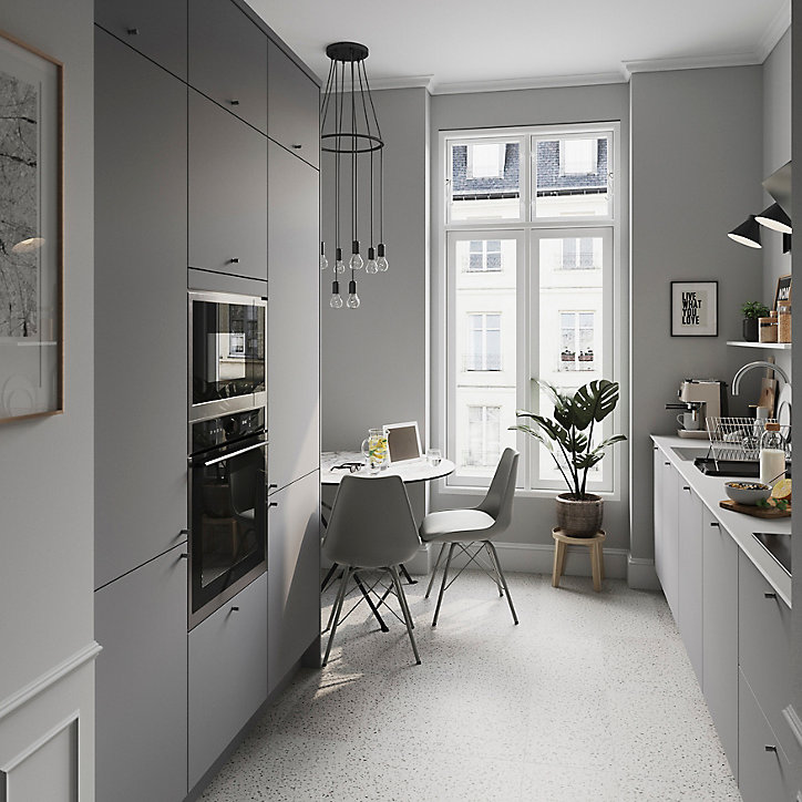 Façade de cuisine 1 porte et 1 tiroir Stevia gris mat l. 30 cm x H. 72 cm GoodHome