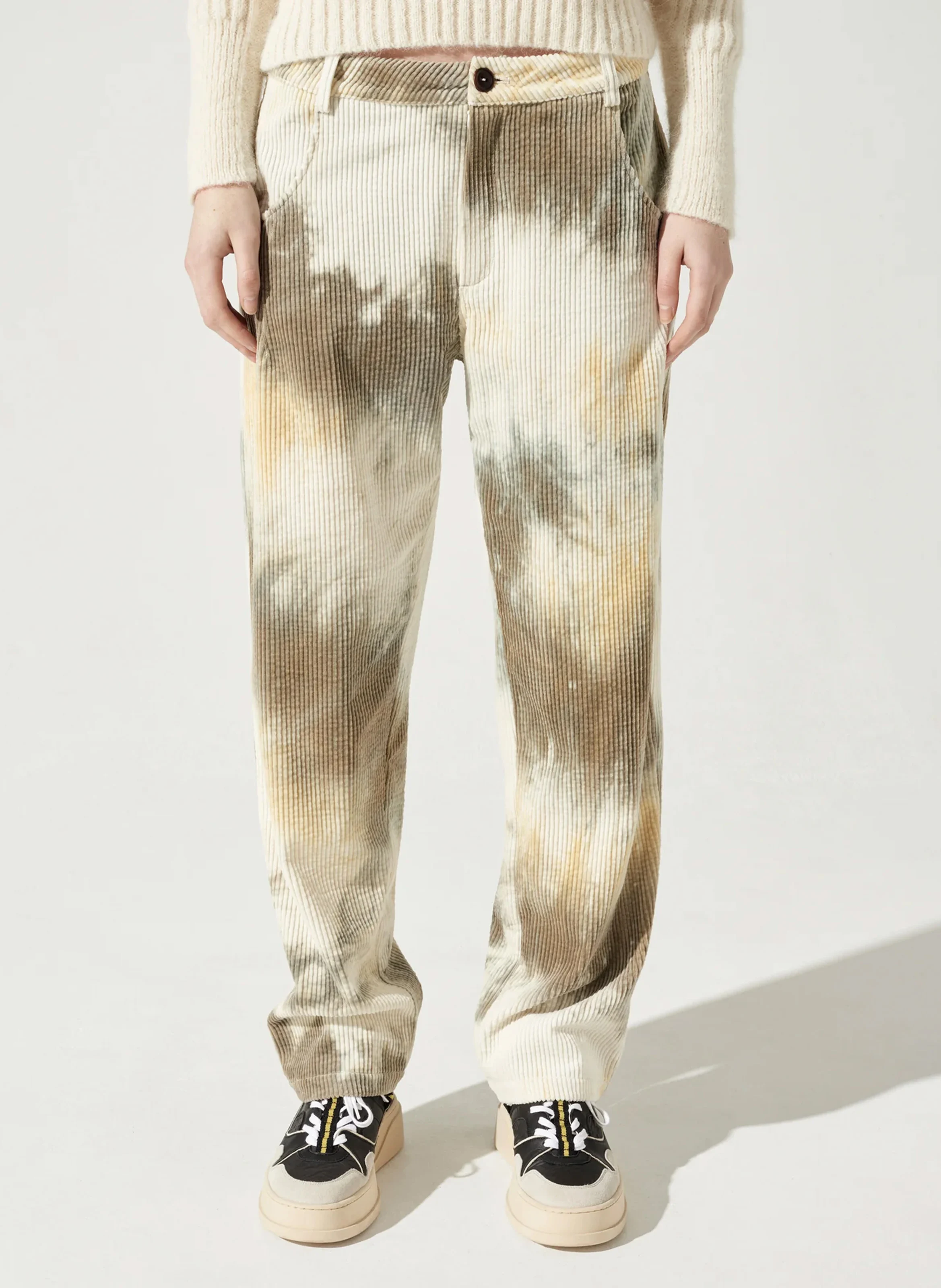 Pantalon large en coton imprimé | Gris