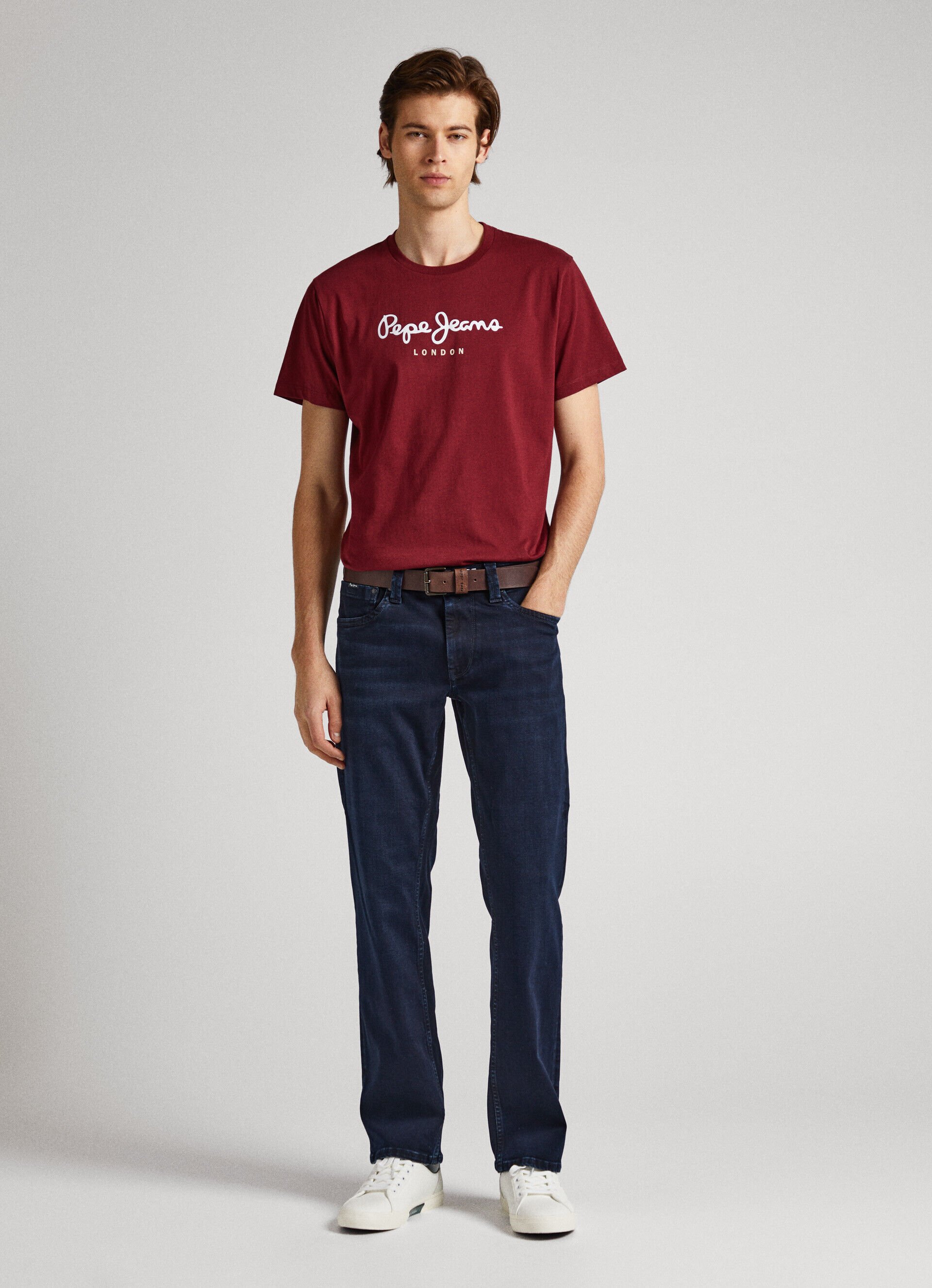 Camiseta de algodão com logotipo estampado - vermelho borgonha