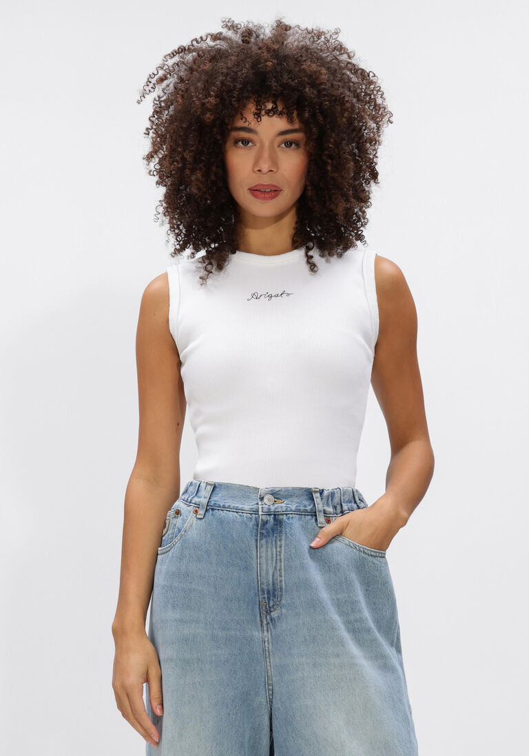 witte axel arigato truien/vesten scoop ribbed tank