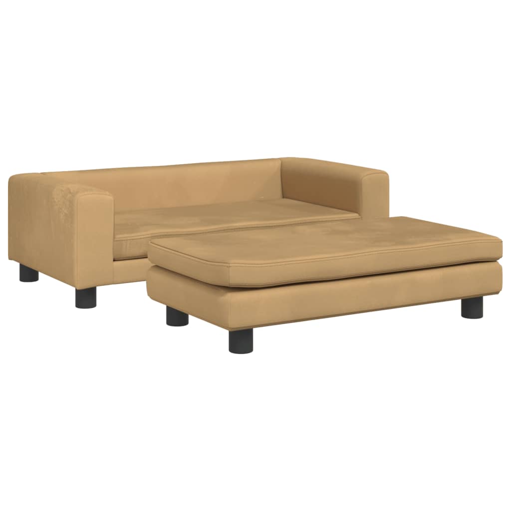 Cama para cães vidaXL com extensão, veludo marrom, 100x50x30 cm