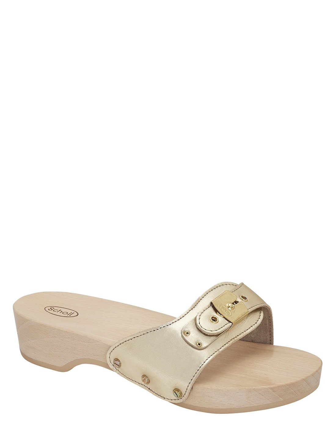 scholl sabots femme pescura heel cuir or