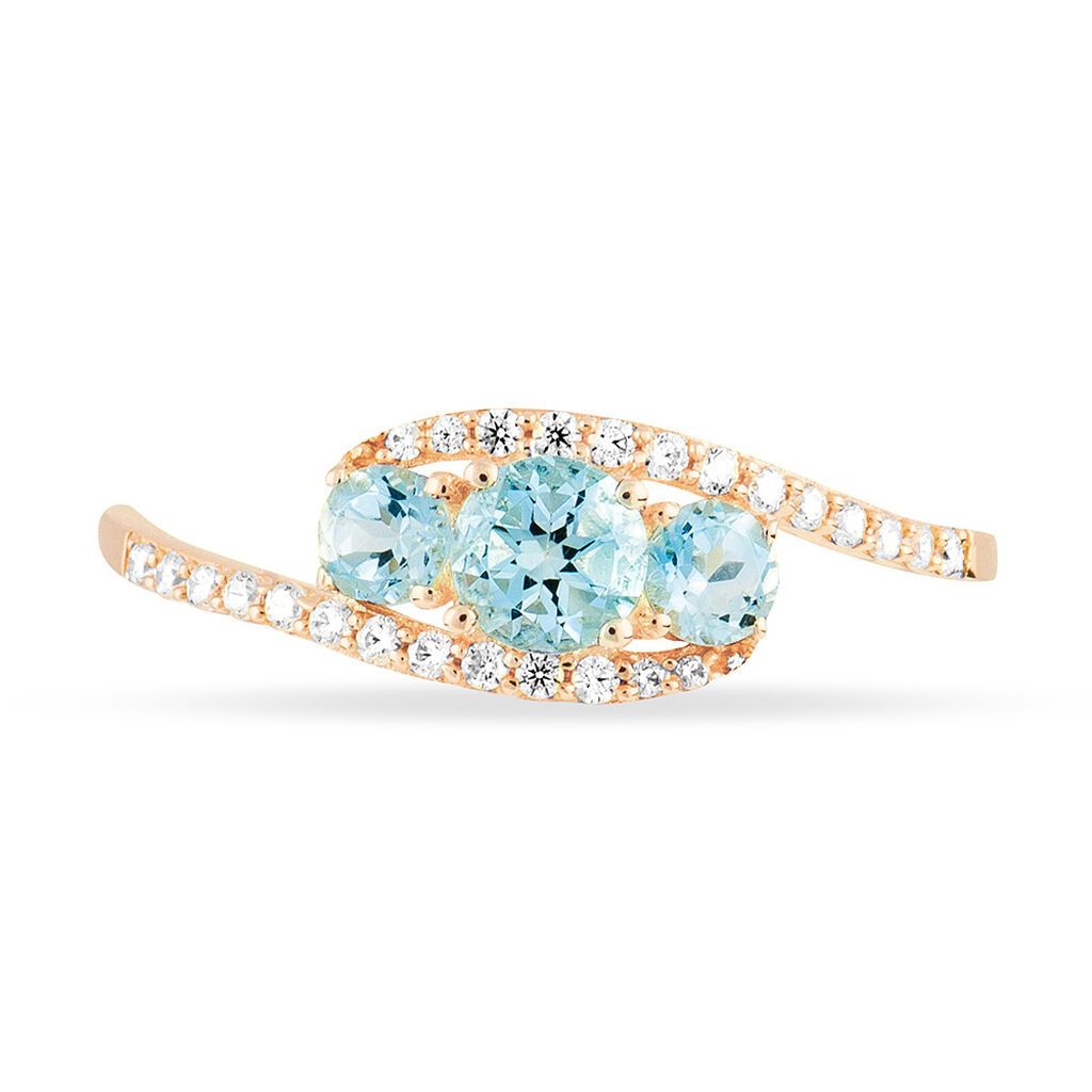 Bague Chloe Or Rose Topaze Et Oxyde De Zirconium