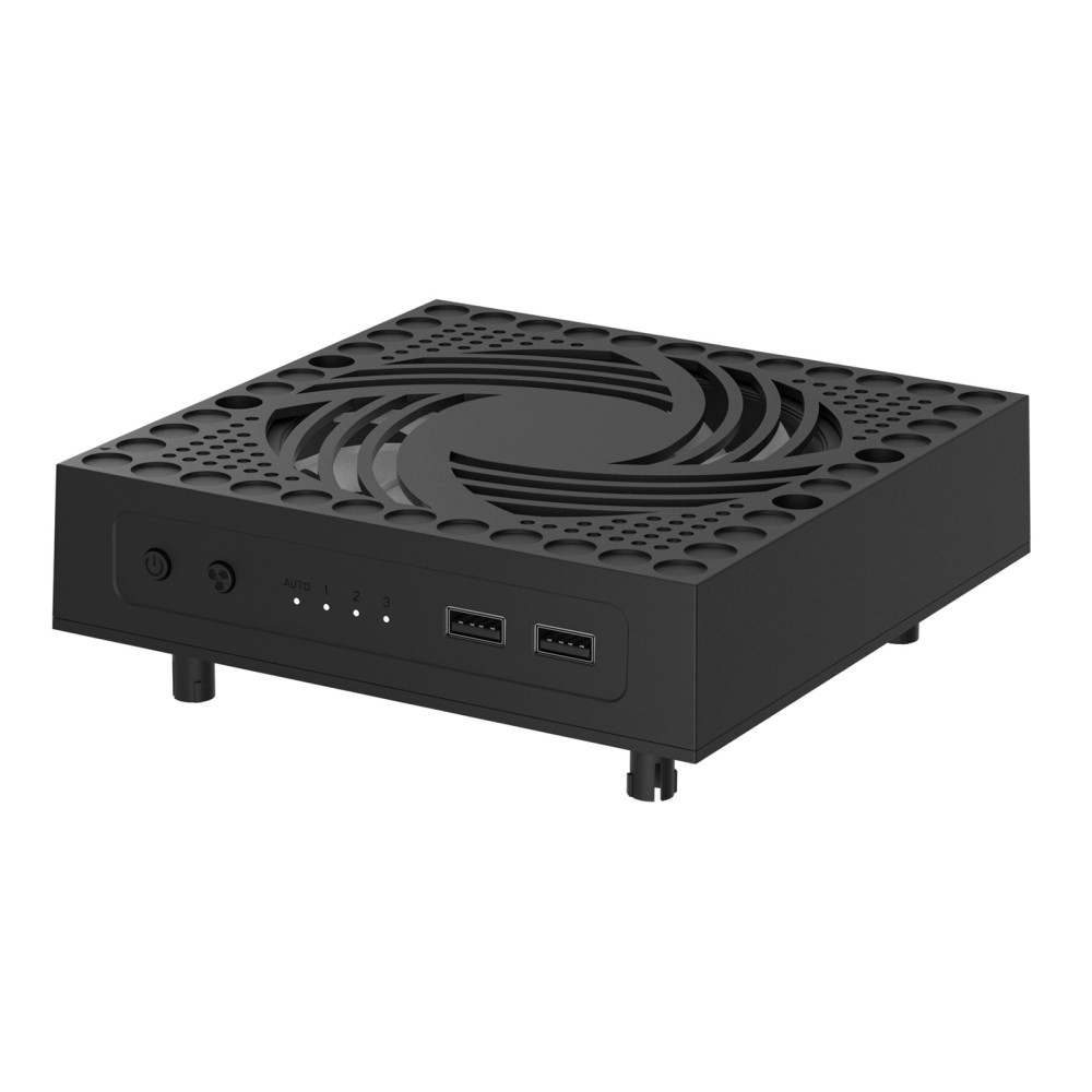 XBOX Series X USB A Kühler Lüfter mit RGB LED Beleuchtung und 2x USB Anschluss   Controller Halterung - Schwarz