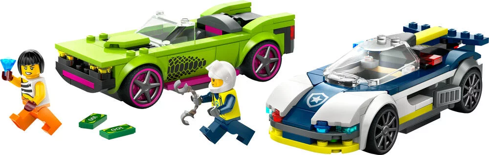 LEGO®CITY 60415 - LA COURSE-POURSUITE ENTRE LA VOITURE DE POLICE ET LA SUPER V