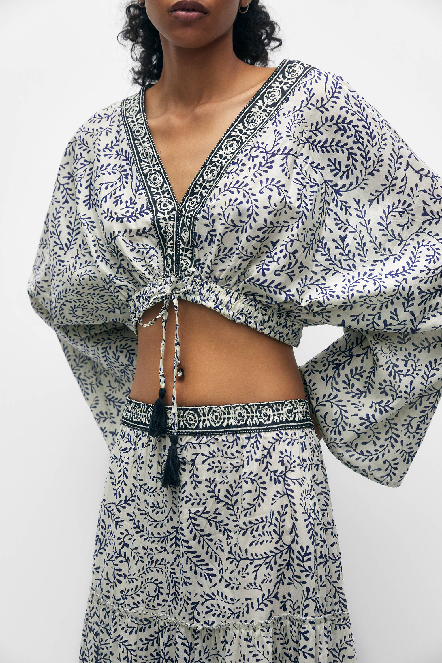 SAIA LONGA ESTAMPADA - AZUL
