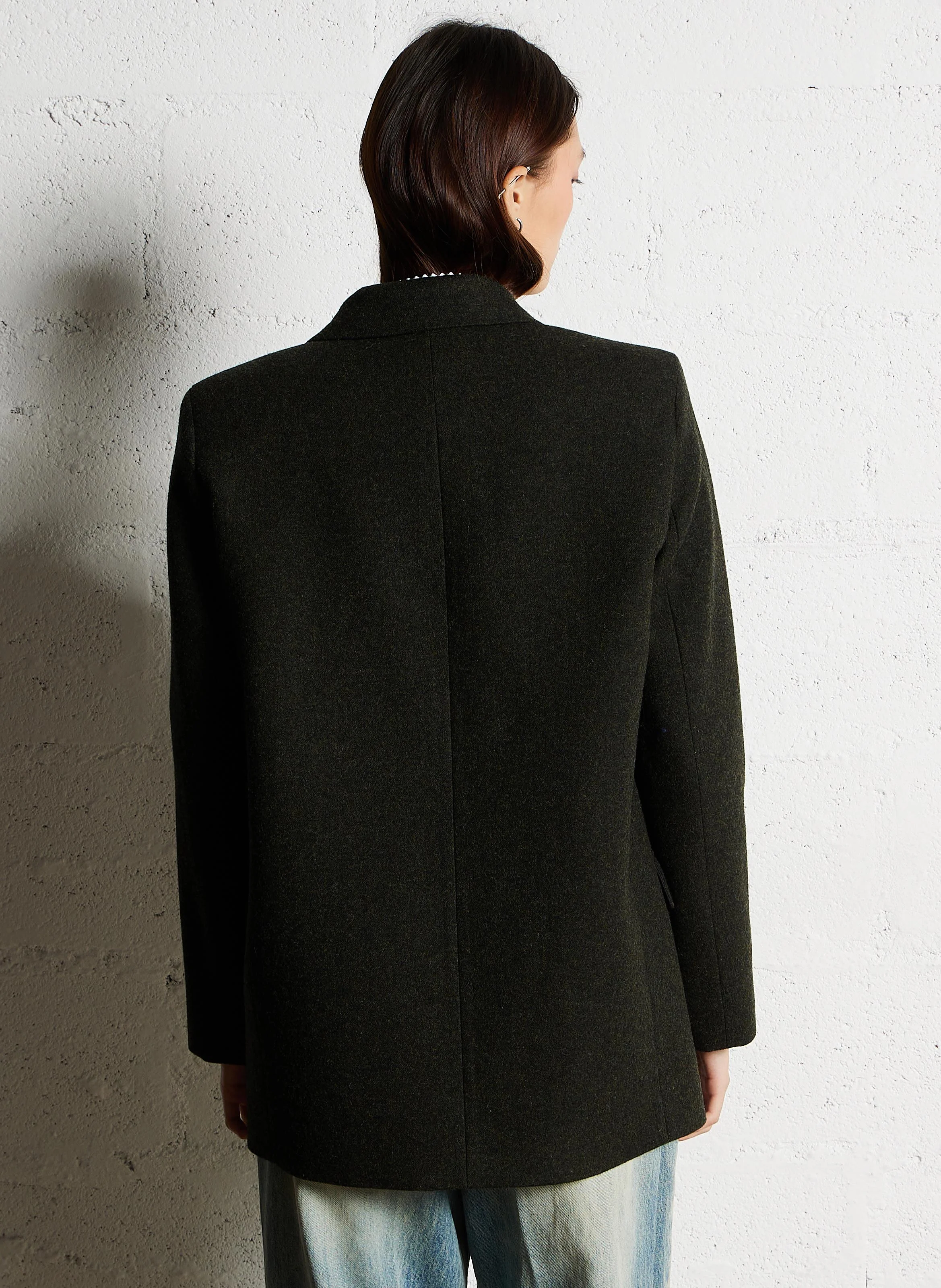 PHILOU - Veste col tailleur coupe droite| Kaki
