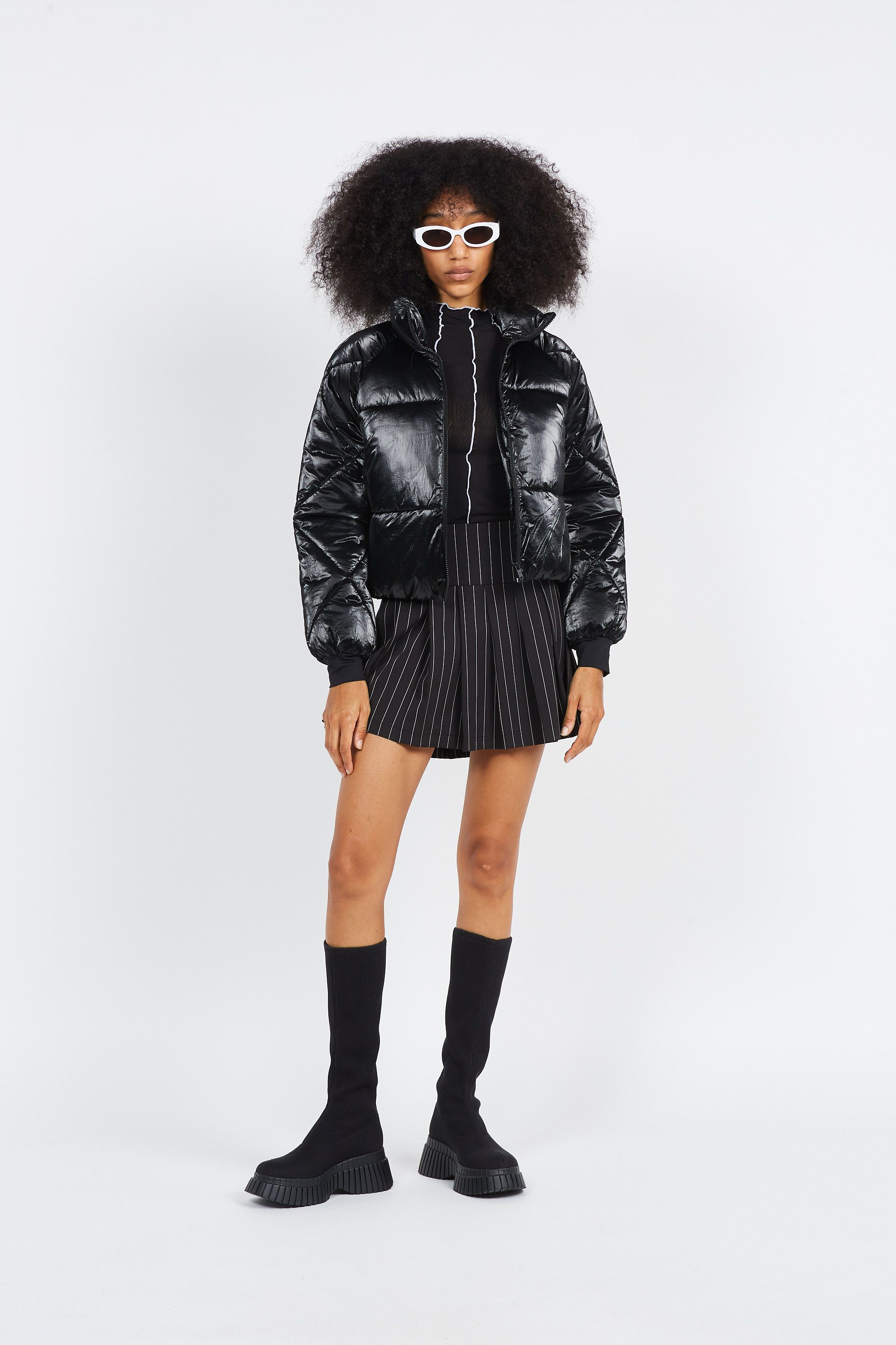 NOISY MAY doudoune NMKIT L/S SHINY PUFFER Noir