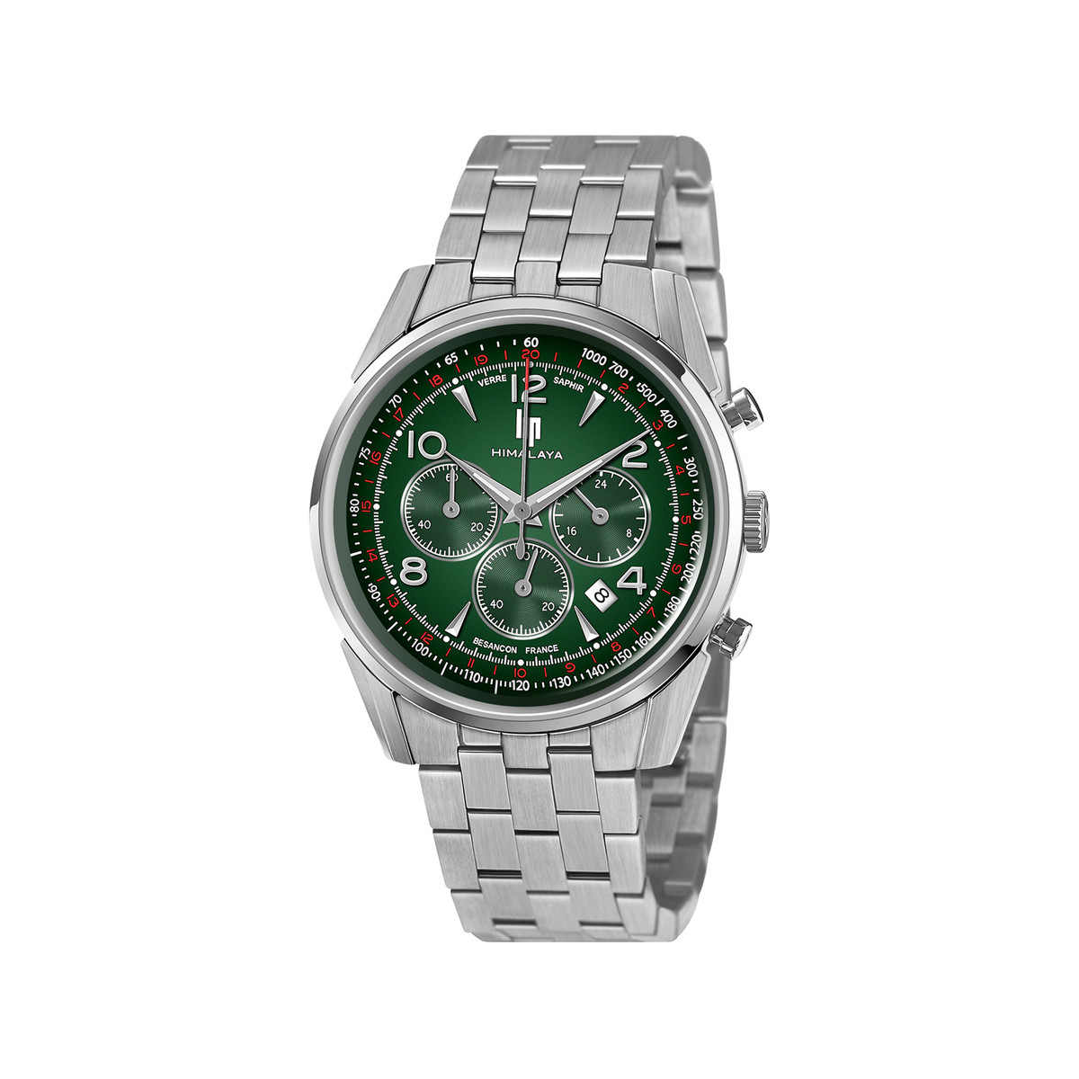 Montre LIP homme chronographe, bracelet métal argent