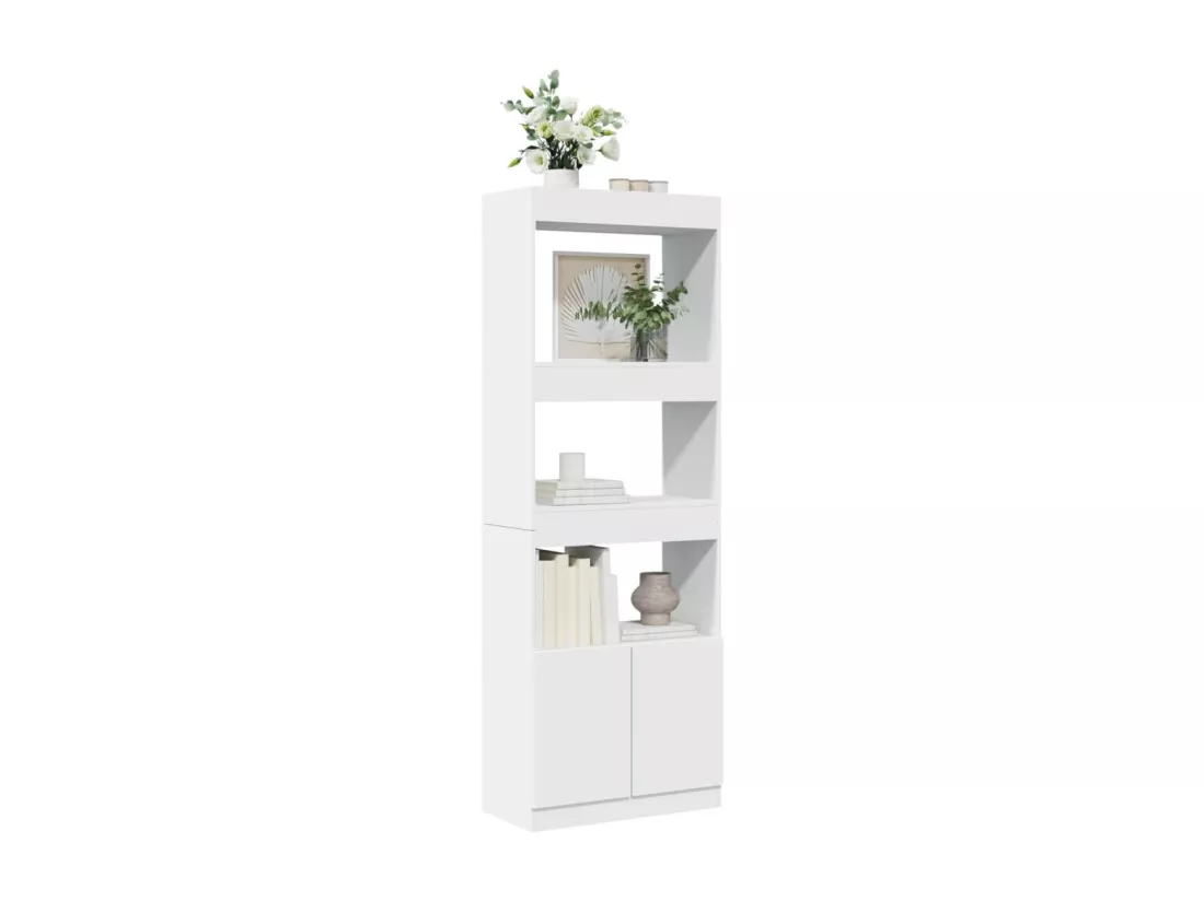 Buffet haut 63x33x180 cm blanc bois d'ingénierie