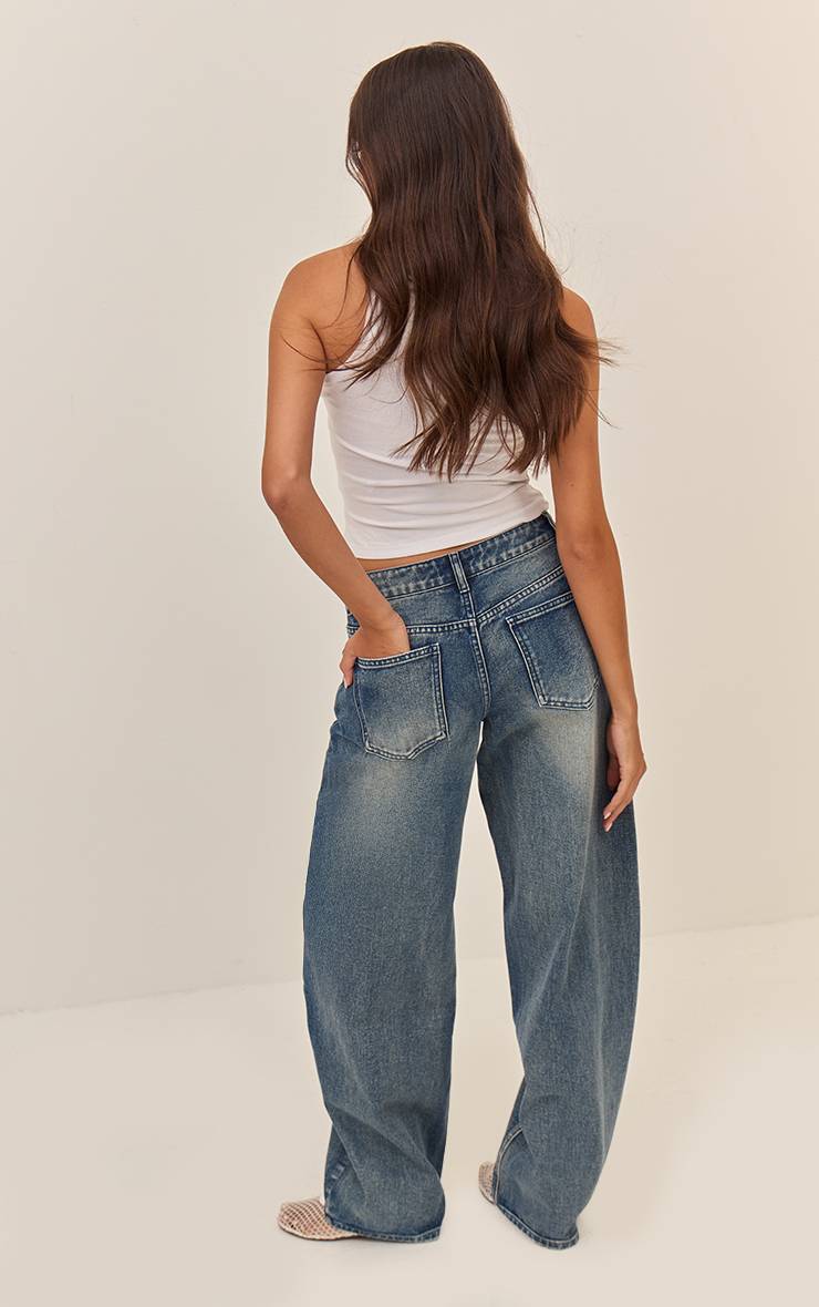 Vintage Jean Barrel Taille Basse Bleu Moyen