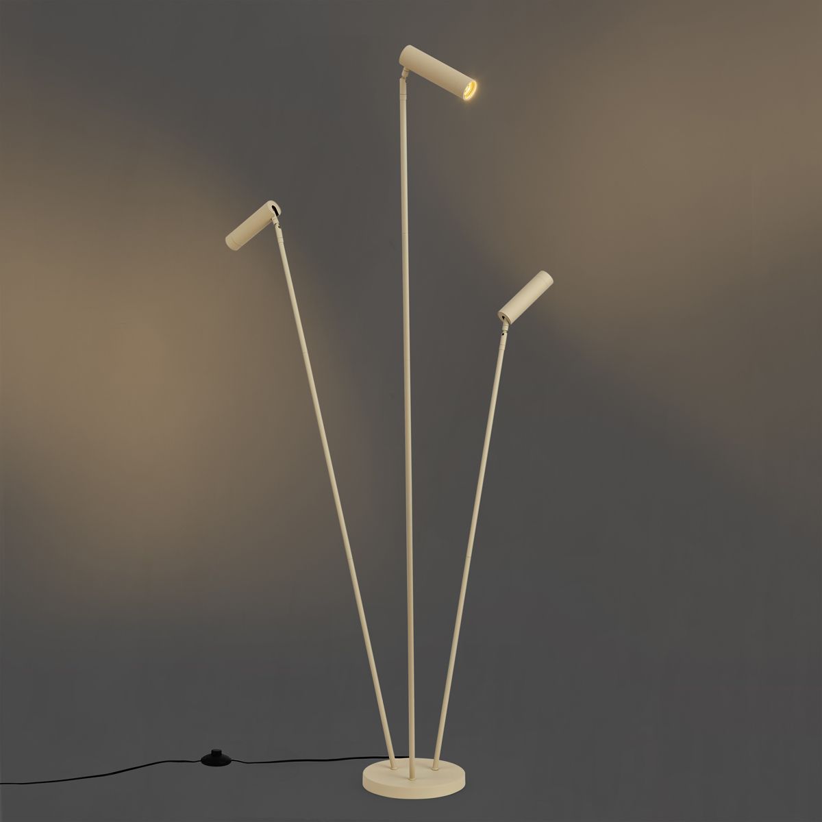 Moderne vloerlamp beige 3-lichts GU10 35mm - Thomas