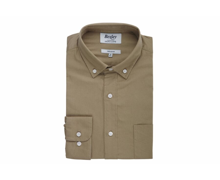 Chemise Caramel 100% coton - Col américain - MEDWIN