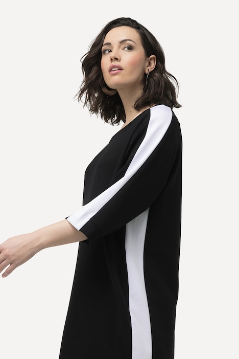 Jerseykleid, Schmuckstreifen, U-Boot-Ausschnitt, 3/4-Arm