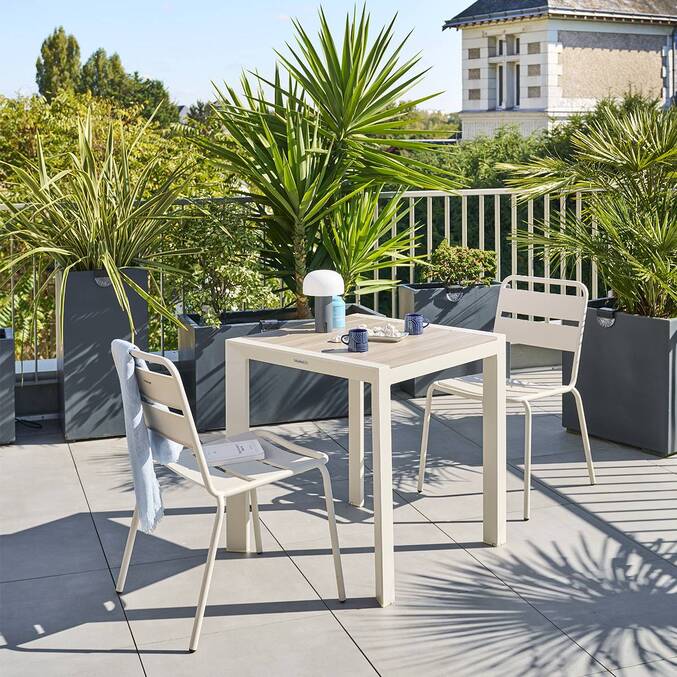 Table de jardin ÉVASION Effet bois Lin & Argile