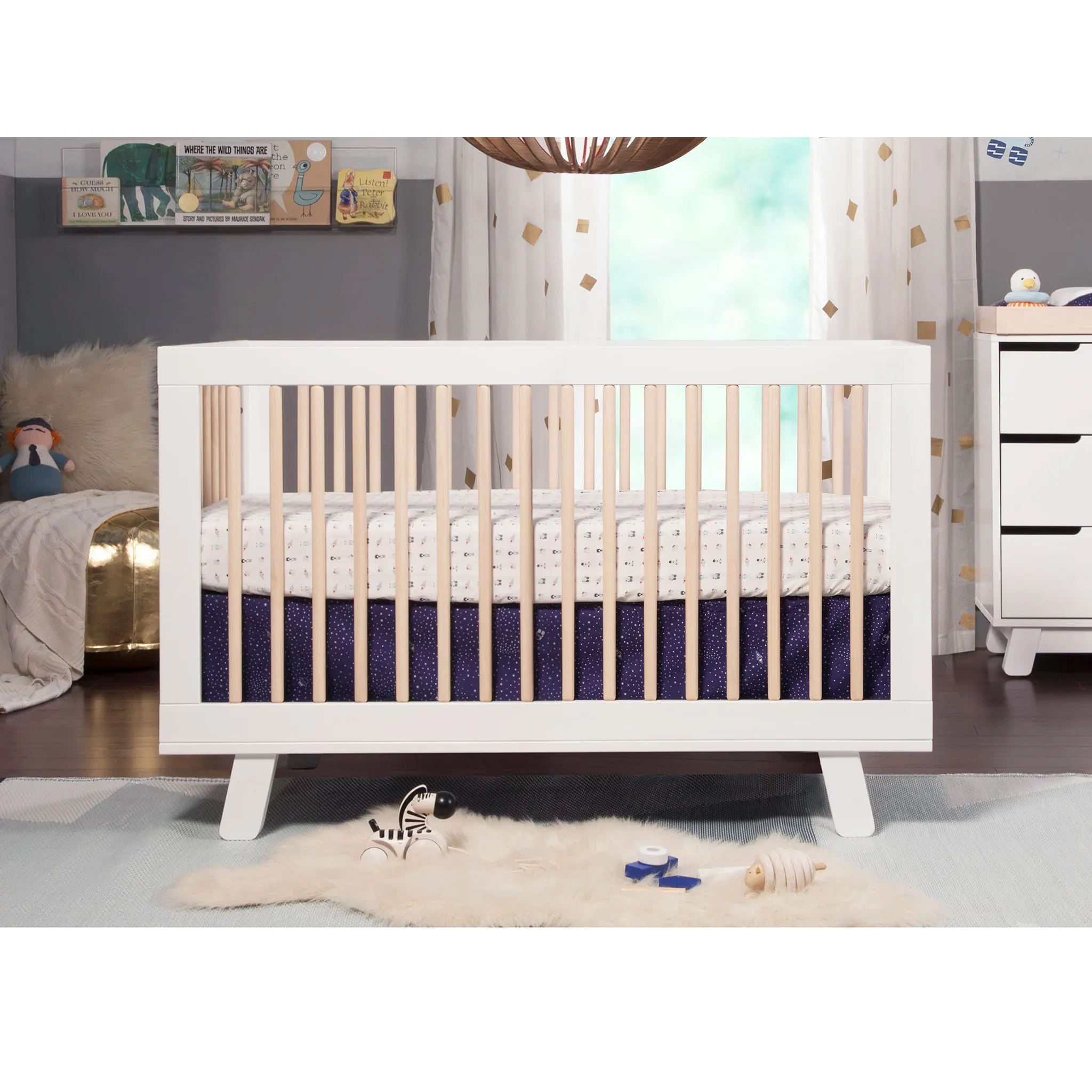 Babyletto Couchette Convertible 3 en 1 Hudson - Blanc  Naturel Lavé