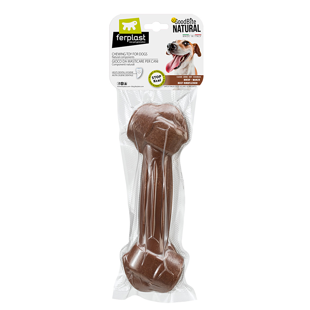 Ferplast goodbite natural xxl jouet os pour l'hygiène dentaire, saveur de boeuf, chien trés grande (+30 kg), naturel, 1 pièce de