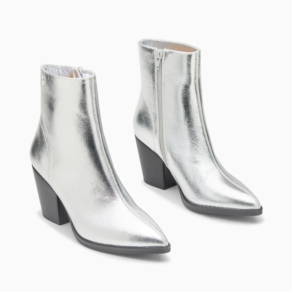 Bottines-Bottines santiags Dina argent à talon