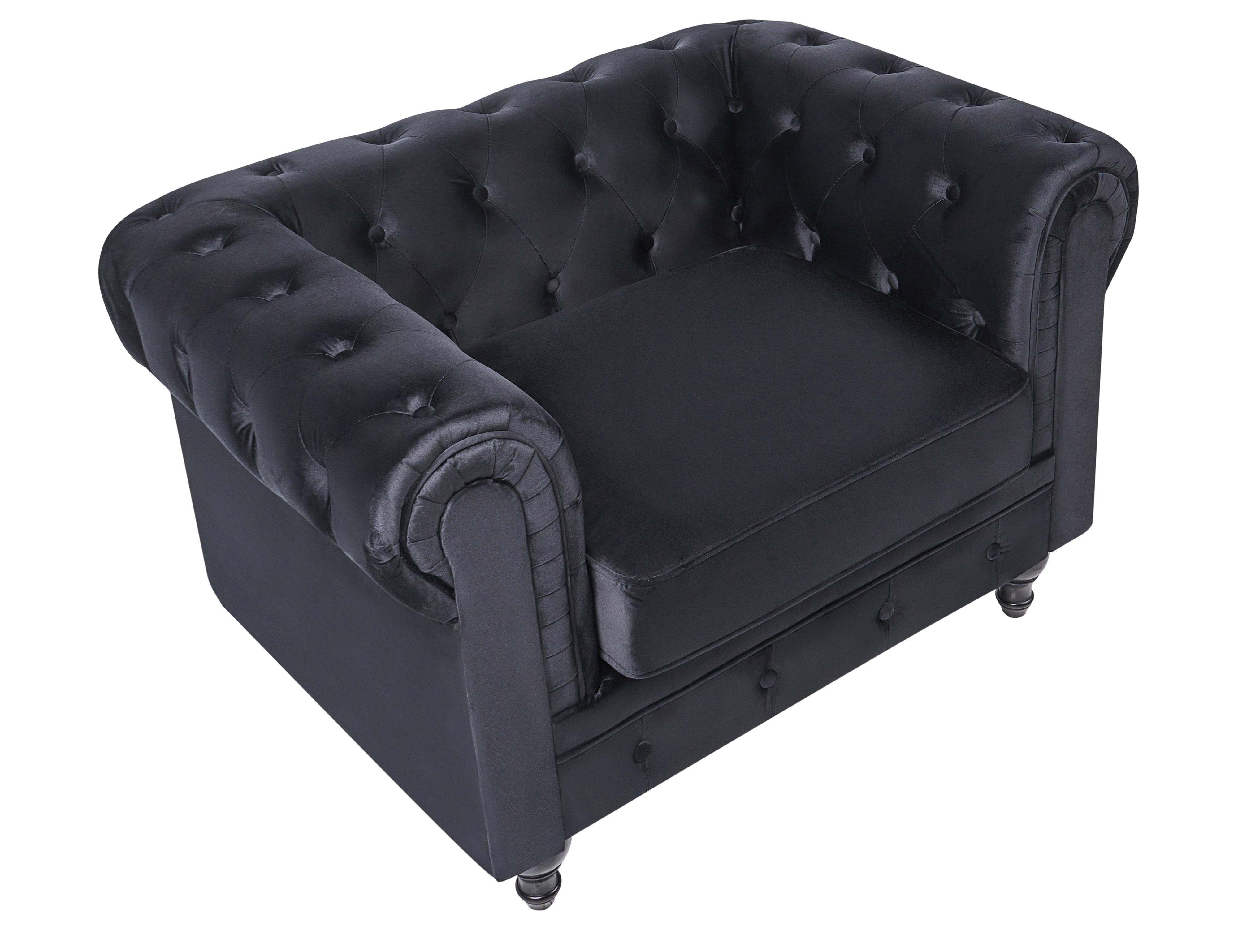 Bankenset 4-zits CHESTERFIELD Fluweel Zwart
