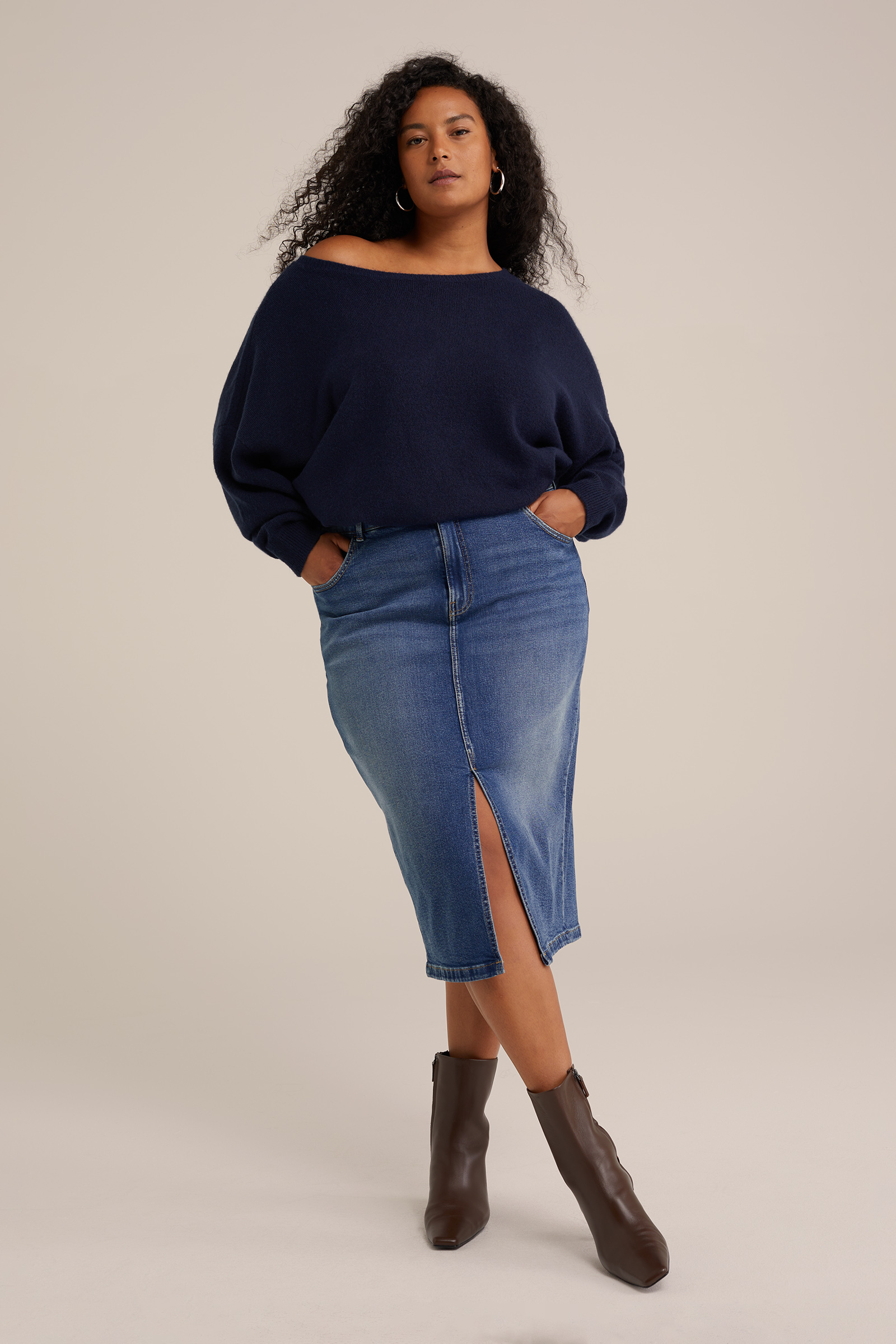 high rise denim rok - Curve Blue Ridge Donkerblauw