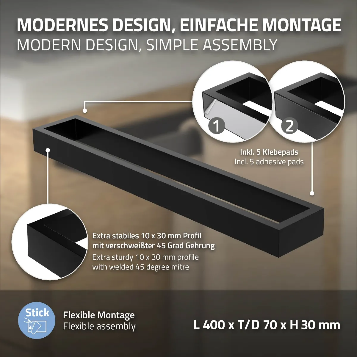 ML-Design Porte-serviettes autocollant 40 cm