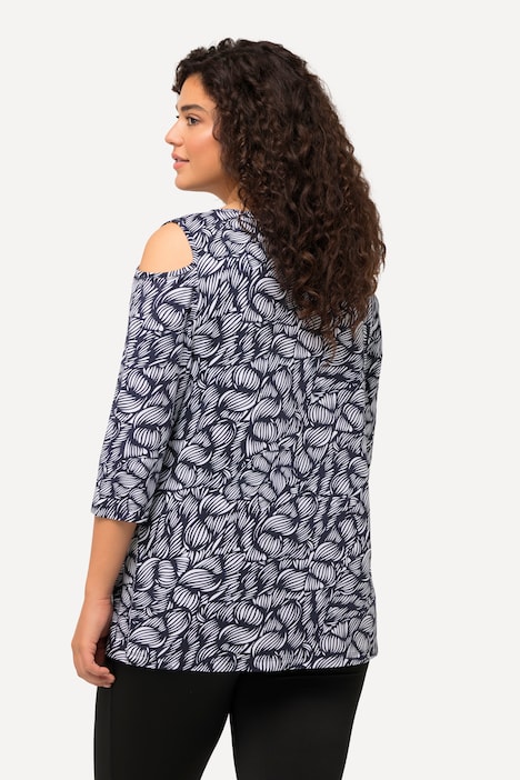 Shirt, A-Linie, Cut-Outs, U-Boot-Ausschnitt, 3/4-Arm