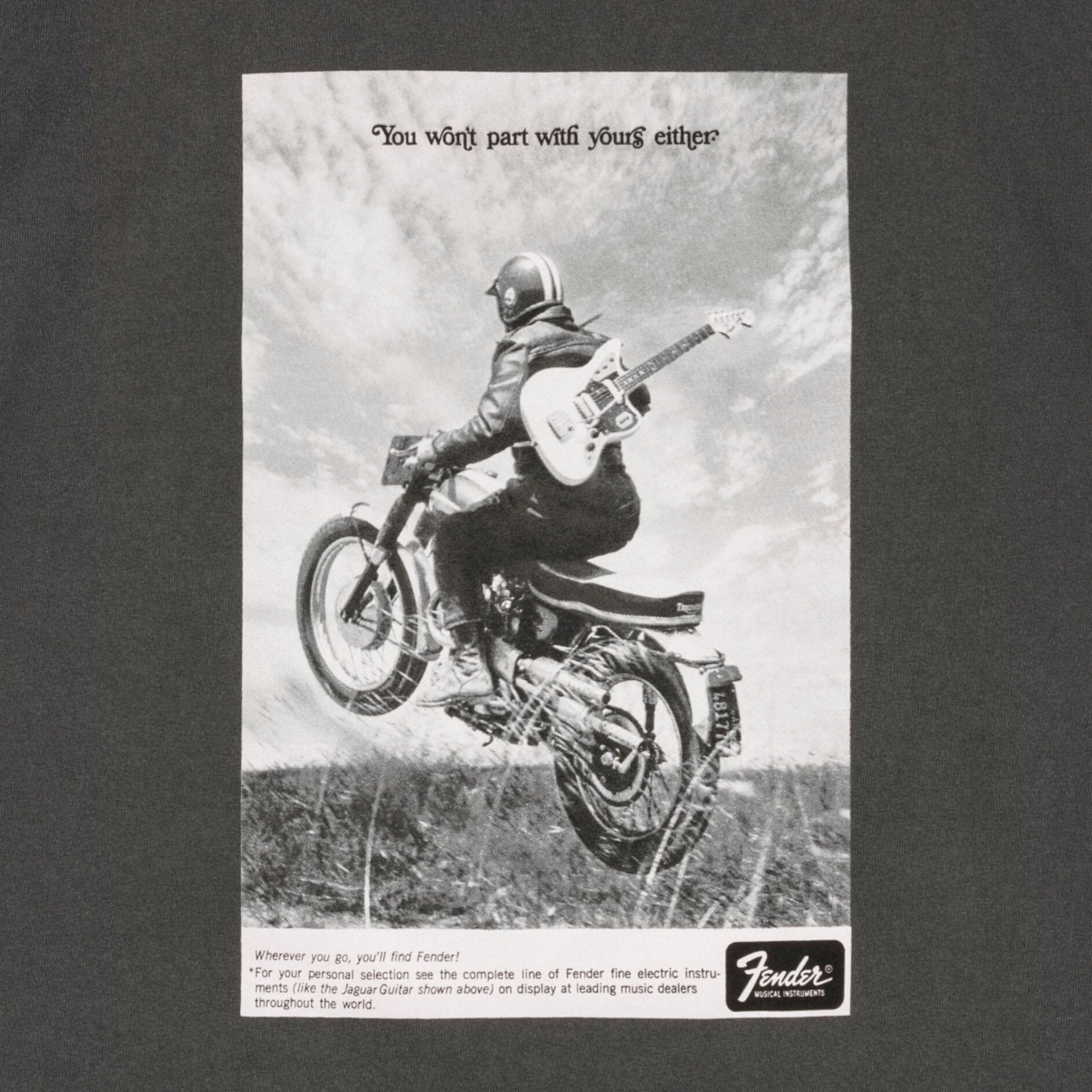 Fender Vintage Ad Tee Motorcycle Rider graphite XXL