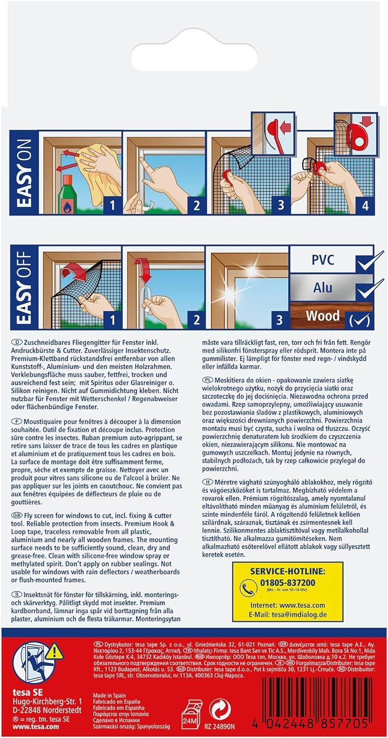 (170x180cm) Fenster Fliegengitter Insect Stop Comfort   Klettverschluss / Cutter / Andruckbürste (55914-00021-00) - Anthrazit