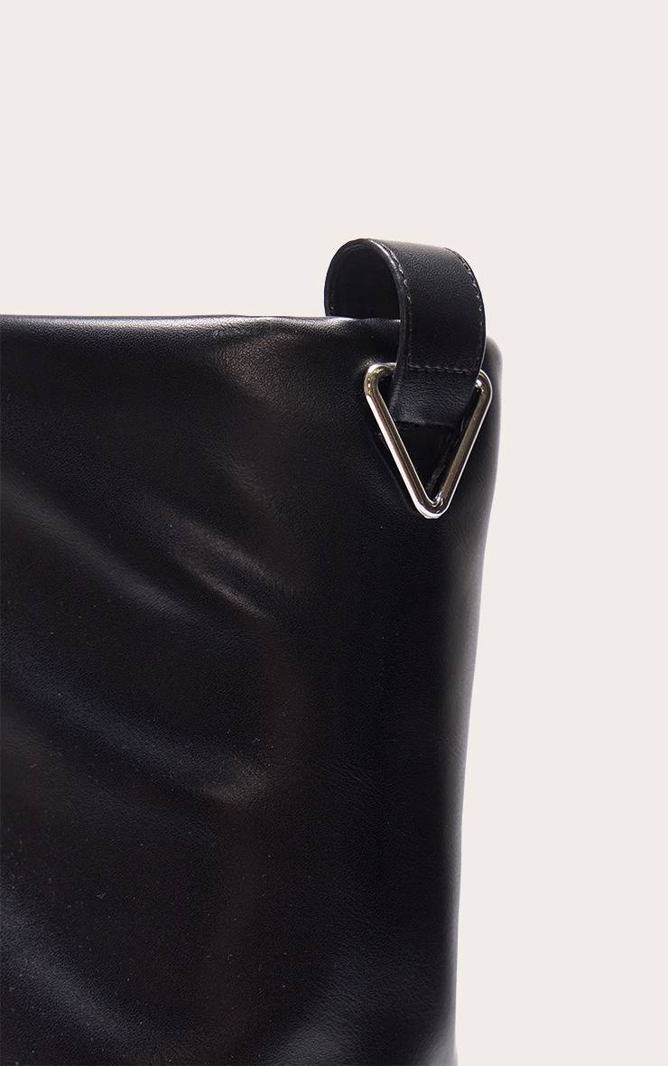 Noir Bottes Hautes À Talon Bloc En Synthétique Avec Revers Au Genou