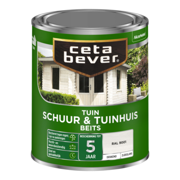 CetaBever Tuinbeits Schuur & Tuinhuis zijdeglans dekkend RAL 9001 crème wit 750 ml