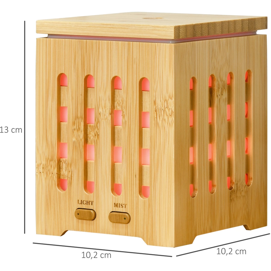 HOMCOM Aroma Diffusor für ätherische Öle, mit 7 LED Farben,  2 Sprühnebel-Modi Naturhloz