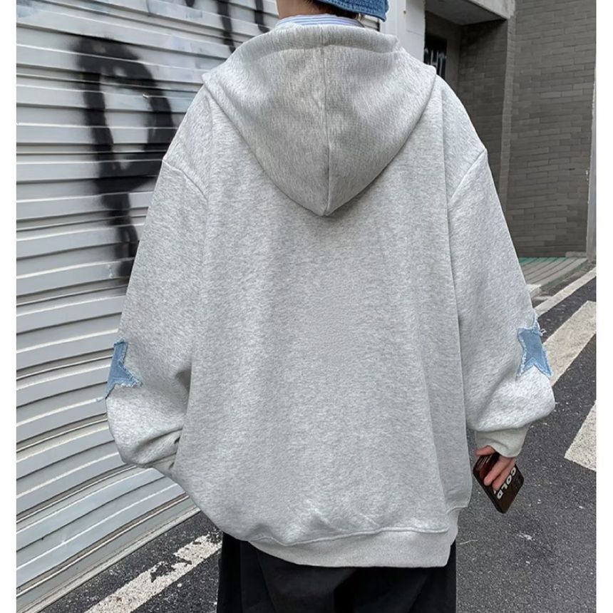 Bolgivy - Fleecegevoerde hoodie met sterrenapplicatie en rits