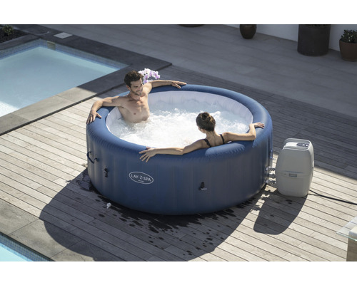 Bestway® LAY-Z-SPA® WiFi Milan AirJet Plus™ opblaasbare hottub met 140 luchtjets, geïntegreerd verwarmingssysteem, multifunctionele pomp en app-bediening, blauw