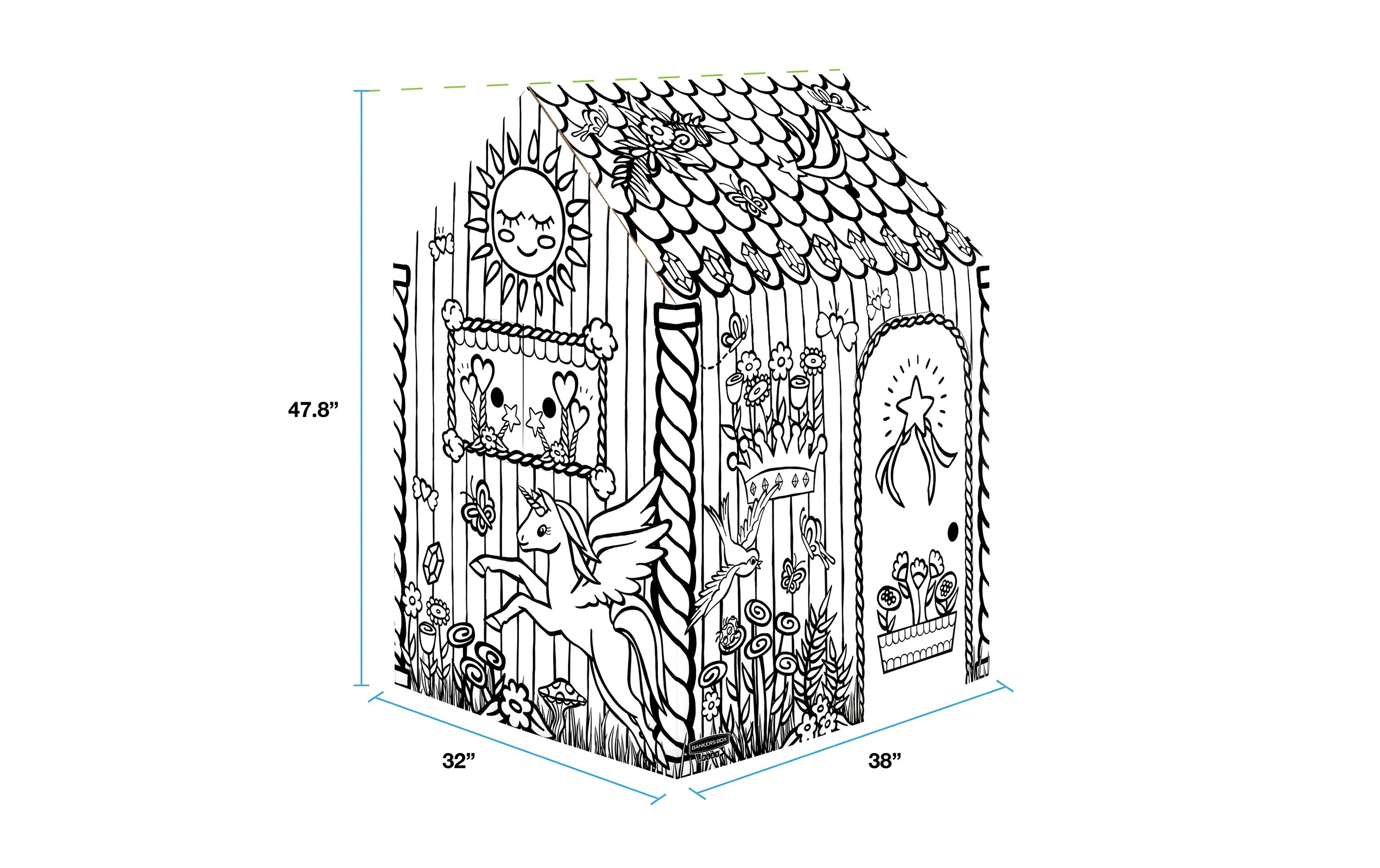 Ausmal-Spielhaus Einhorn 121.3 x 96.5 x 81.3 cmSpielhaus zum Ausmalen