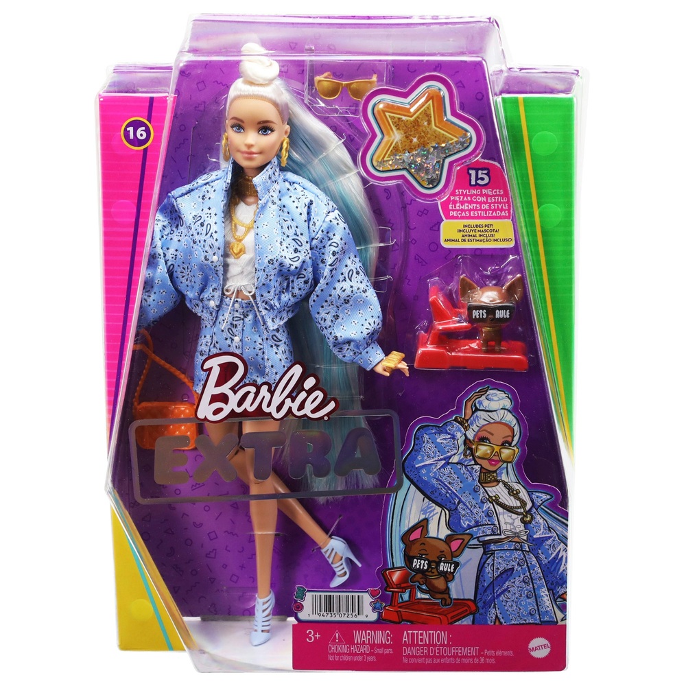 Barbie Extra Puppe 16 mit Jacke im Paisley-Muster