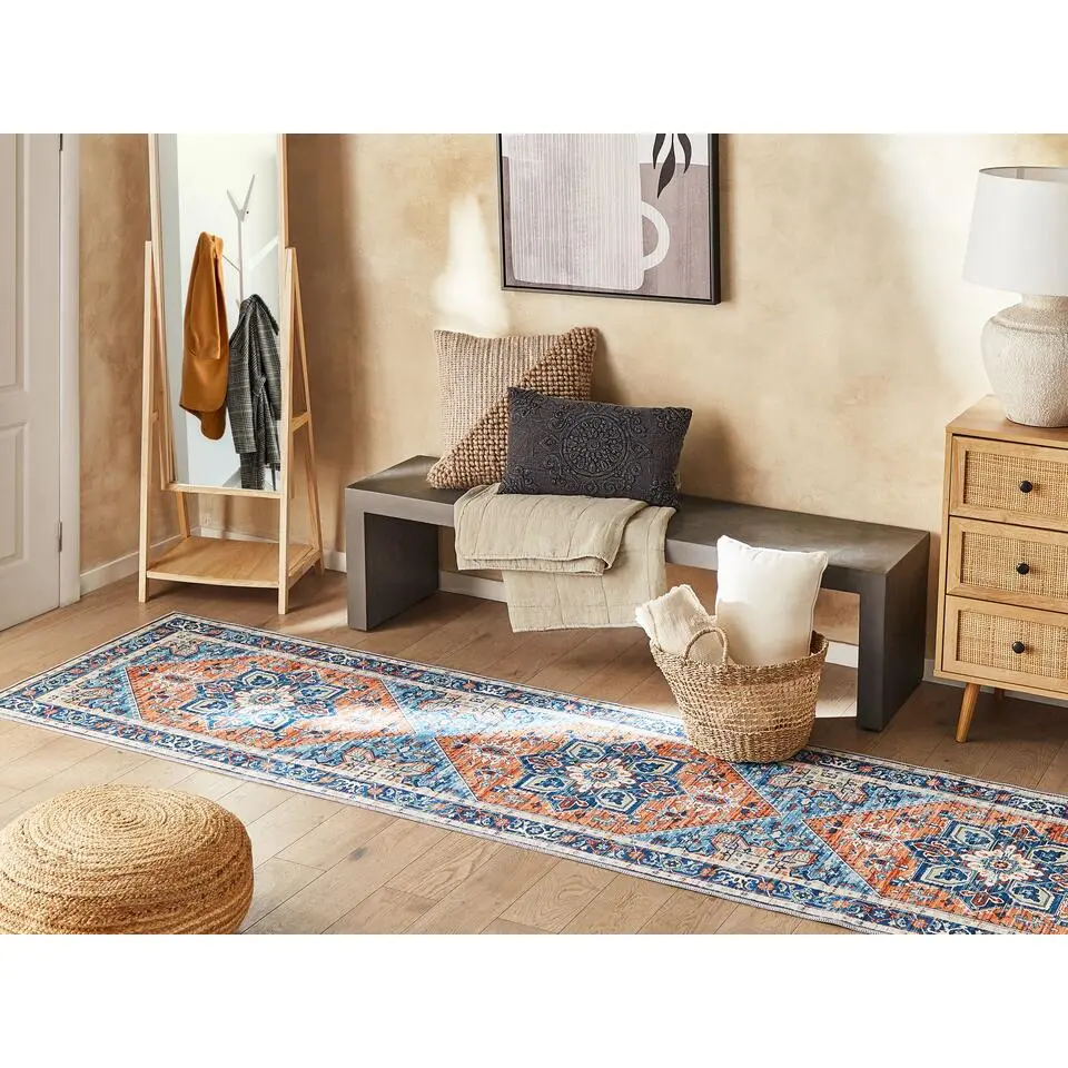 RITAPURAM - Laagpolig vloerkleed - Blauw - 80 x 300 cm - Polyester