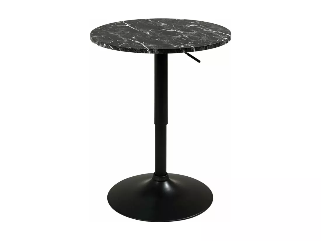 Table de Bar Haute Ø60 cm – Mange-Debout hauteur réglable et Pivotant SETI (Marbre Noir)