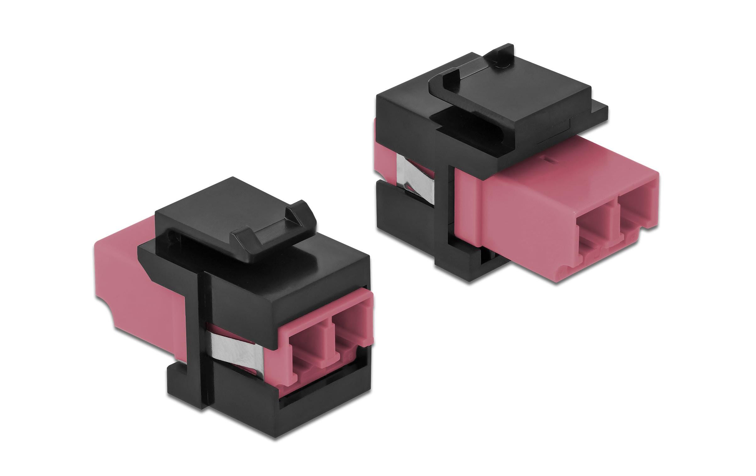 Keystone-Modul LC Buchse zu LC Buchse Violett / SchwarzDelock Keystone Modul LC Duplex Buchse zu LC Duplex Buchse violett / schwarz