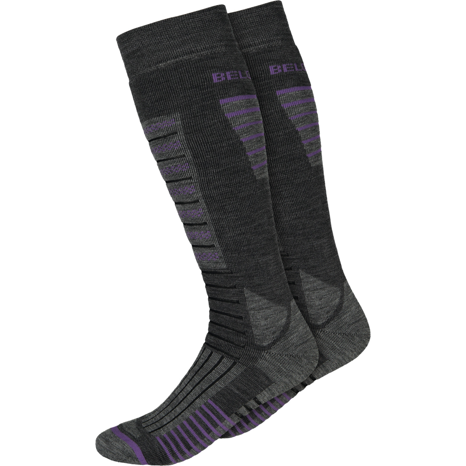 Belowzero Unisex-Skisocken Merino 2er-Pack 39-42, lila